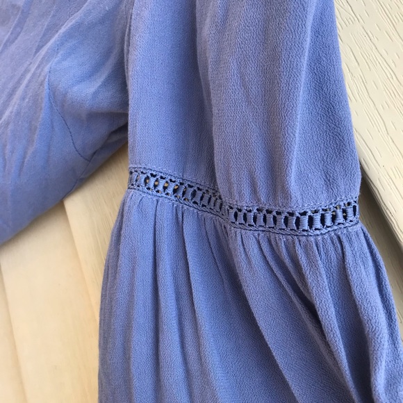 Umgee Popover Tunic Long Trumpet Sleeves Blue Med - Picture 10 of 13